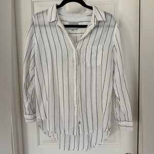 Rails Charli White/Ink Stripe Linen Blend Button-up Shirt for Ladies